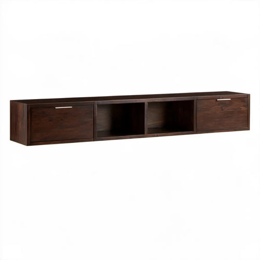 Szafka RTV MDF w kolorze ciemnego orzecha ze srebrnymi uchwytami, 180 × 40 × 40 cm
